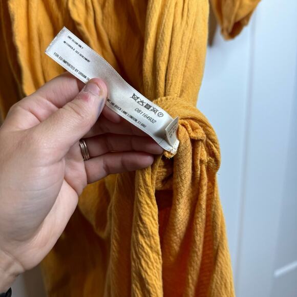 Free People Beach Endless Nights Yellow Tie Front Size Slit Maxi Dress Size XS - Picture 6 of 10